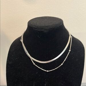 Silver Layered Necklace Set Minimalist Jewelry